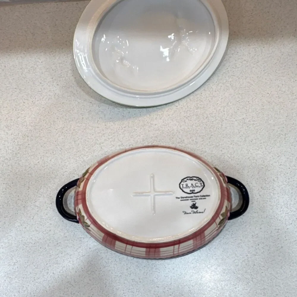 Tracy Porter Stonehouse Farm Oval Ceramic Casserole Rooster Dishwasher Safe